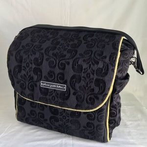 Black Brocade Boxy Backpack Diaper Bag